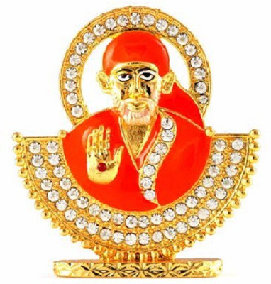 

Kulin Lord Sai | Saibaba Idol For Car Dashboard | Home Decor | Gifting Decorative Showpiece - 7 cm(Alloy, Orange, Gold)