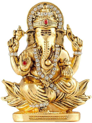 

Kulin God Ganesh | Ganpati | Lord Ganesha Idol | Statue For Car Dashboard | Home Decor | Gifting Decorative Showpiece - 5 cm(Alloy, Gold)