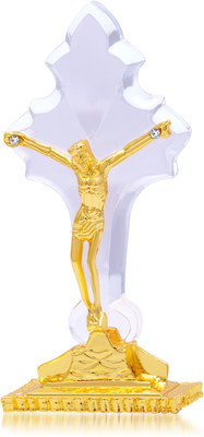 

Kulin Prince Cross Statue For Car Dashboard | Home Decor | Gifting Decorative Showpiece - 4.5 cm(Alloy, Gold, Clear)