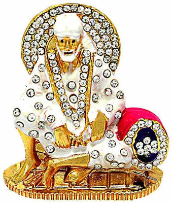 

Kulin Lord Sai | Saibaba Idol For Car Dashboard | Home Decor | Gifting Decorative Showpiece - 5 cm(Alloy, White, Gold)