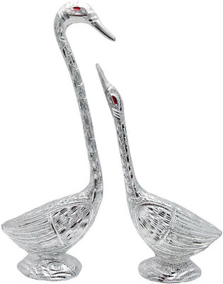

HOUZZPLUS Handicraft White Metal Silver Plated Pair of Swan Statue Showpiece Vastu Decorative Figurine Decorative Showpiece - 28 cm(Iron, Silver)
