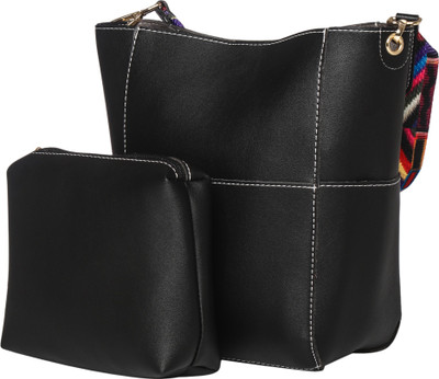 

MONOKROME NEW YORK Women Casual Black PU Shoulder Bag