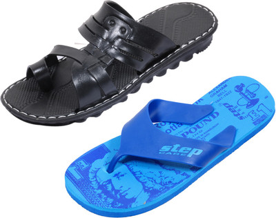 

Indistar Slippers, Printed blue::black
