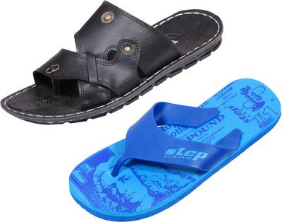 

Indistar Slippers, Printed blue::black