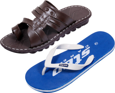 

Indistar Slippers, Plain blue::brown