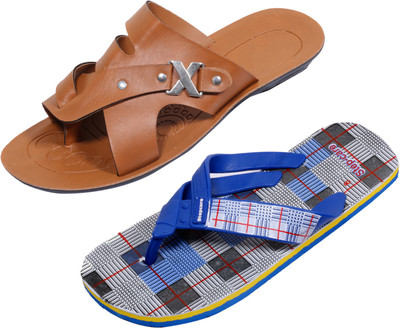 

Indistar Slippers, Blue check::brown