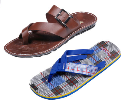 

Indistar Slippers, Blue check::brown
