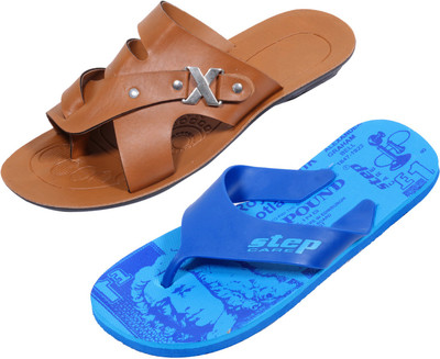 

Indistar Slippers, Printed blue::brown