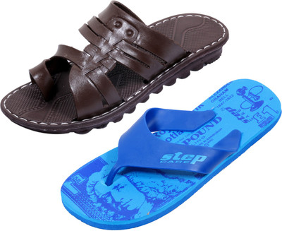 

Indistar Slippers, Printed blue::brown