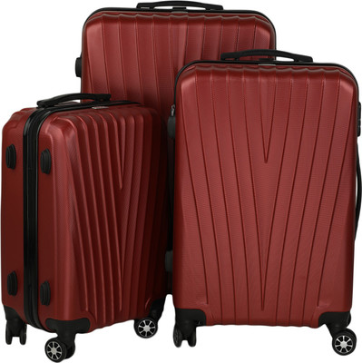 

FLYwithme 4 wheels Set of 3 D.Red( 1 Cabin and 2 Check-in Luggage -  inch(Red
