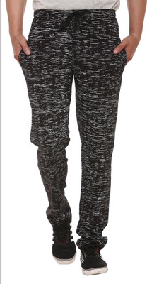 SHAUN Self Design Men Black Track Pants