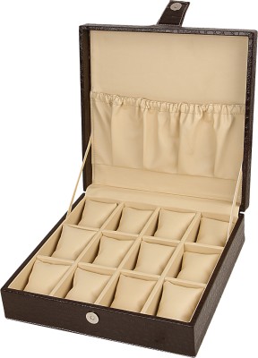 Ayesha Leather Works Faux Leather Croco Watch Box(Brown, Holds 12 Watches)   Watches  (Ayesha Leather Works)