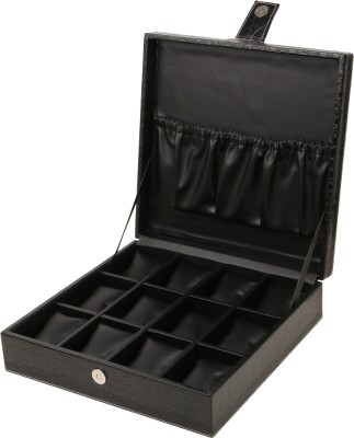Ayesha Leather Works Faux Leather Croco Watch Box(Black, Holds 12 Watches)   Watches  (Ayesha Leather Works)