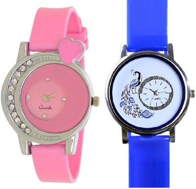 SPINOZA blue designer peacock and pink diammond studded Analog Watch  - For Girls   Watches  (SPINOZA)