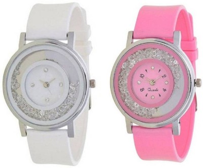 SPINOZA movable diamonds in dial white pink Analog Watch  - For Girls   Watches  (SPINOZA)