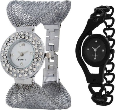 SPINOZA silver and black mmetal belt Analog Watch  - For Girls   Watches  (SPINOZA)
