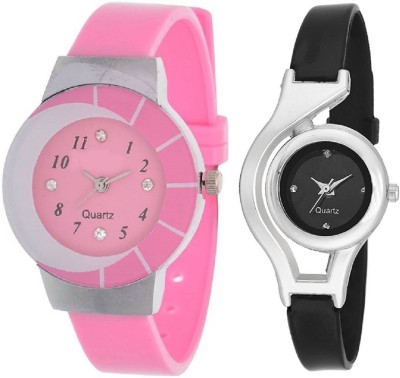 SPINOZA glory pink and round black Analog Watch  - For Girls   Watches  (SPINOZA)
