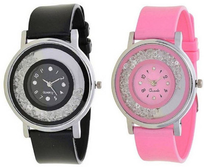

SPINOZA movable diamonds in dial black and pink Watch - For Girls