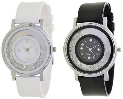 SPINOZA movable crystal in dial white and black Analog Watch  - For Girls   Watches  (SPINOZA)