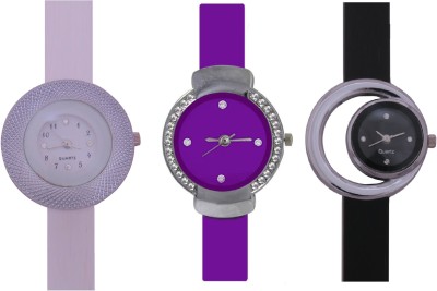 SPINOZA white black and diamond studded purple Analog Watch  - For Girls   Watches  (SPINOZA)
