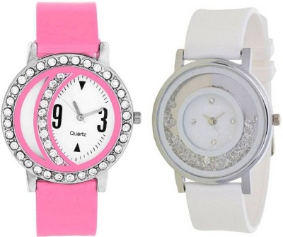 SPINOZA diamond studded pink moon and white movable diamond beads in dial Analog Watch  - For Girls   Watches  (SPINOZA)