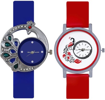 SPINOZA blue diamond studded beautiful peacock and red peacock Analog Watch  - For Girls   Watches  (SPINOZA)