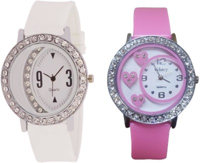 SPINOZA glory white and pink diamond Analog Watch  - For Girls   Watches  (SPINOZA)