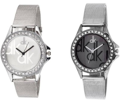 SPINOZA dk crystals studded on bazel white and black dial Analog Watch  - For Girls   Watches  (SPINOZA)