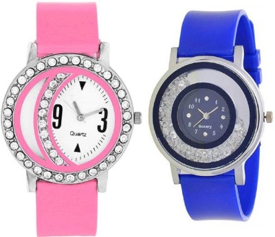SPINOZA diamond studded pink moon and blue movable diamond beads in dial Analog Watch  - For Girls   Watches  (SPINOZA)