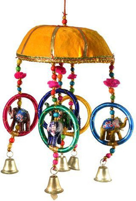 

Artlivo Artlivo 6" Basket with Elephant-Chudi-Bells Hanging - Yellow Bamboo, Cotton Windchime(6 inch, Multicolor)