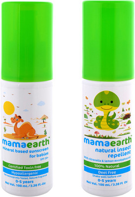 

Mamaearth Pack of 2, Mineral Based Baby Sunscreen & Mamaearth Natural Mosquito Repellent for Babies Age Group (0-5 Yrs)(White)