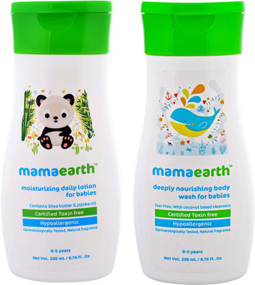 

Mamaearth Pack of 2, Daily Moisturizing Lotion for Babies-200ml & Mamaearth Deeply Nourishing Baby Wash-200 ml Age Group (0-5 Yrs)(White)