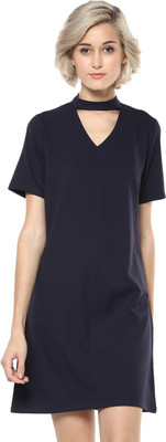 HARPA Women A-line Dark Blue Above Knee/Mid Thigh Length Dress