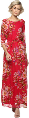 HARPA Women Maxi Maroon Full Length Dress