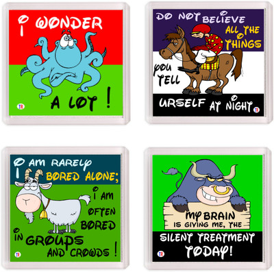 

Thoughtroad WONDER BELIEVE ALONE BRAIN Fridge Magnet Pack of 4