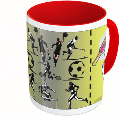 

MiiCreations Printed Two Tone Red And White Cricket Lovers Ceramic Mug(325 ml)