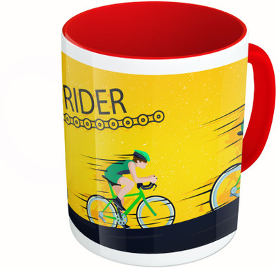 

MiiCreations Printed Two Tone Red And White Fast Rider Ceramic Mug(325 ml)