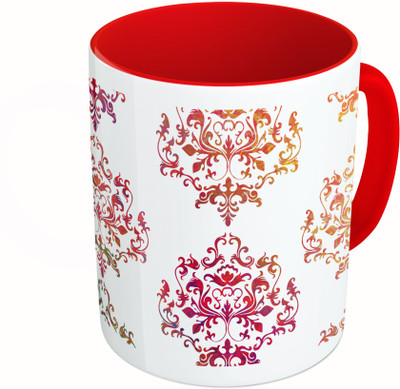 

MiiCreations Printed Two Tone Red And White Colorful Pattern Ceramic Mug(325 ml)