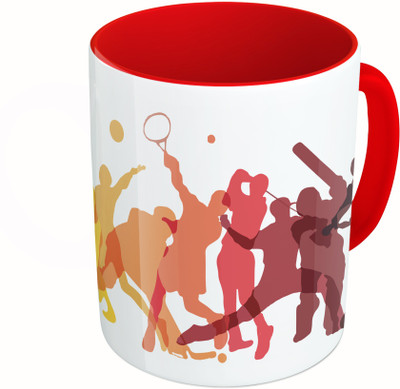 

MiiCreations Printed Two Tone Red And White Sports Player Ceramic Mug(325 ml)