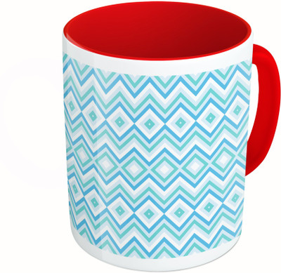 

MiiCreations Printed Two Tone Red And White Seamless Line Pattern Ceramic Mug(325 ml)
