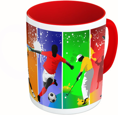 

MiiCreations Printed Two Tone Red And White Sports Players Vector Ceramic Mug(325 ml)