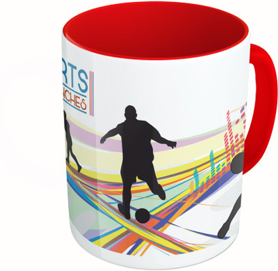 

MiiCreations Printed Two Tone Red And White All Sports Are Games Of Inches Ceramic Mug(325 ml)