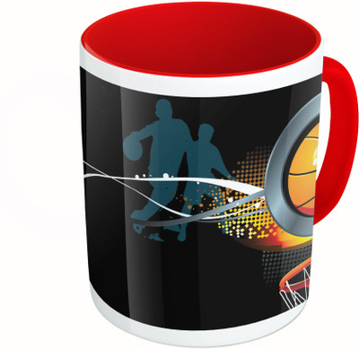 

MiiCreations Printed Two Tone Red And White Basketball Never Stops Ceramic Mug(325 ml)