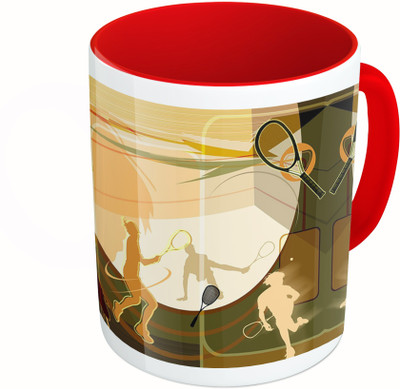 

MiiCreations Printed Two Tone Red And White Tennis Lovers Ceramic Mug(325 ml)