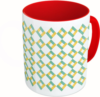 

MiiCreations Printed Two Tone Red And White Box Pattern Ceramic Mug(325 ml)