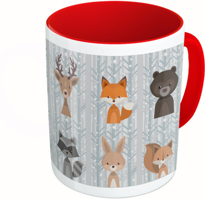 

MiiCreations Printed Two Tone Red And White Fox Pattern Ceramic Mug(325 ml)
