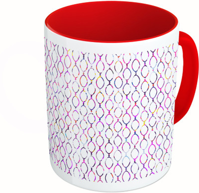 

MiiCreations Printed Two Tone Red And White Colorful Circle Pattern Ceramic Mug(325 ml)