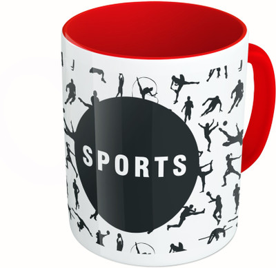 

MiiCreations Printed Two Tone Red And White Sports pattern Ceramic Mug(325 ml)
