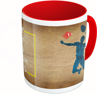 

MiiCreations Printed Two Tone Red And White Play Fast And Smash Hard Ceramic Mug(325 ml)