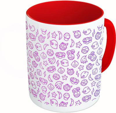 

MiiCreations Printed Two Tone Red And White Fruits Ceramic Mug(325 ml)